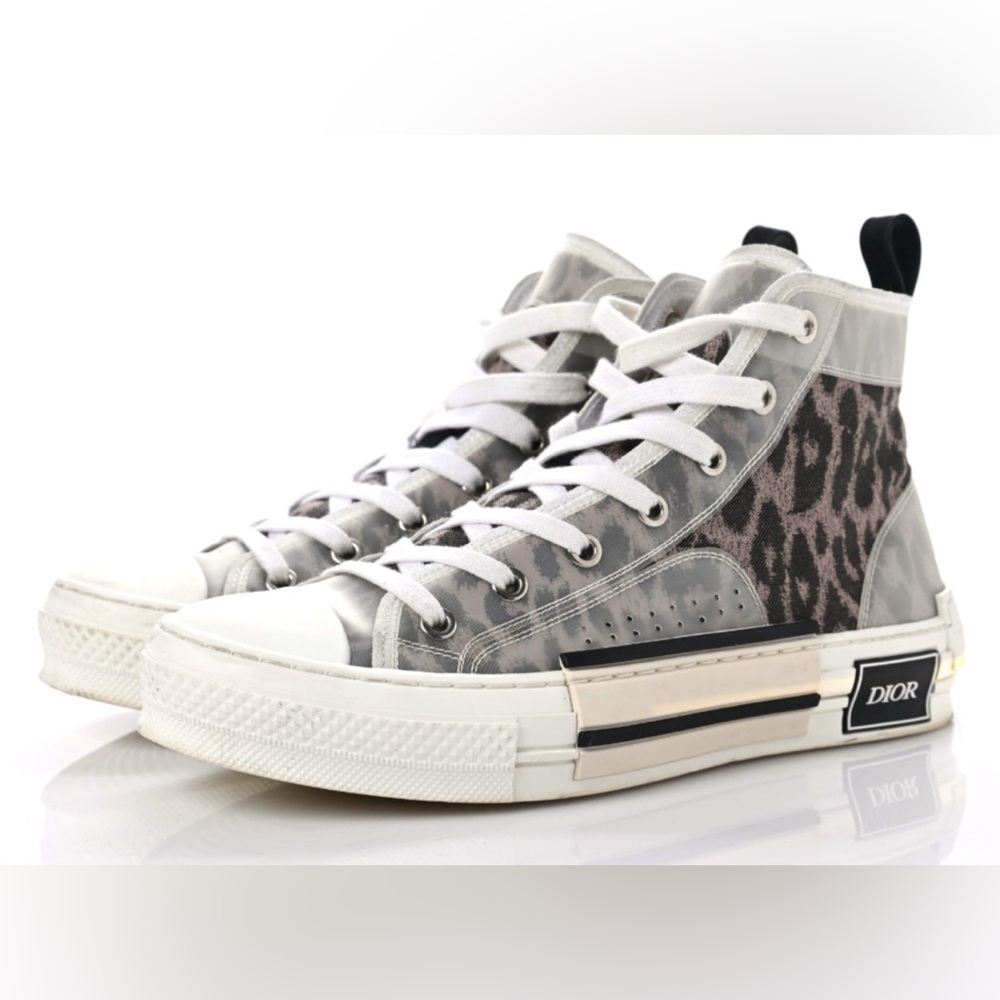 Dior B23 High-Top Sneakers Leopard Canvas Print Unisex Size 41 Women’s 10 RARE